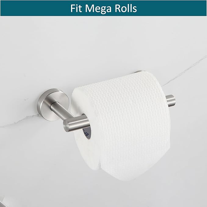 BVL Toilet Paper Holder Brushed Nickel Wall Mount Stainless Steel 304 Large Mega Roll