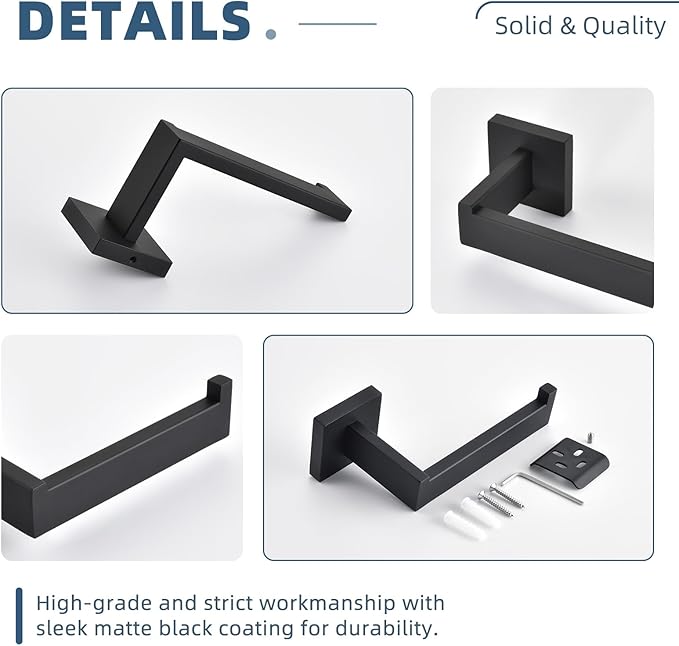 Toilet Paper Holder Matte Black, Angle Simple Stainless Steel Bathroom Tissue Roll Hanger, Open Sided Toilet Tissue Holder Wall Mount