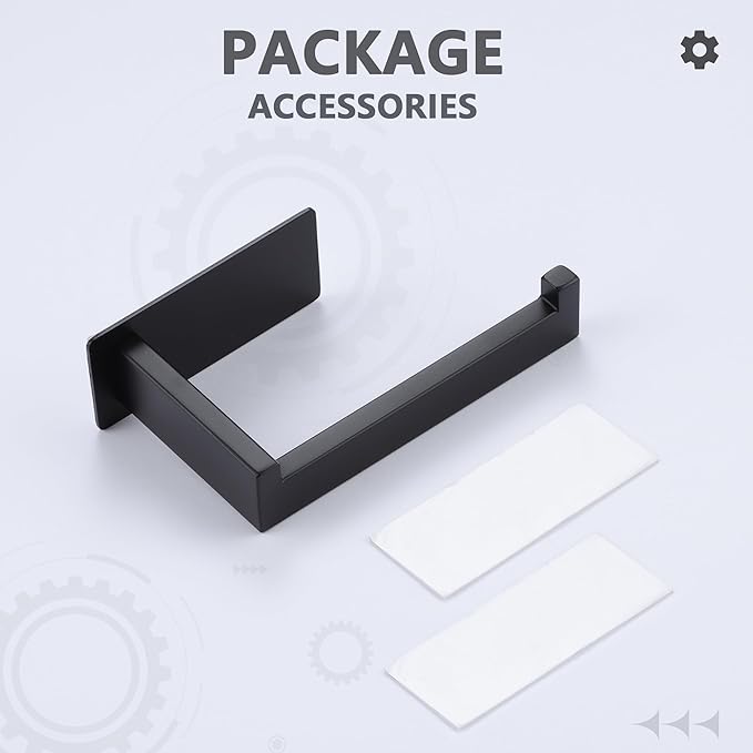 LANC Self-Adhesive Toilet Paper Holder, Matte Black Toilet Tissue Holder Wall Mounted for Bathroom Kitchen, Stick On Paper Roll Holder with No Drilling Rustproof Stainless Steel, A8307MB