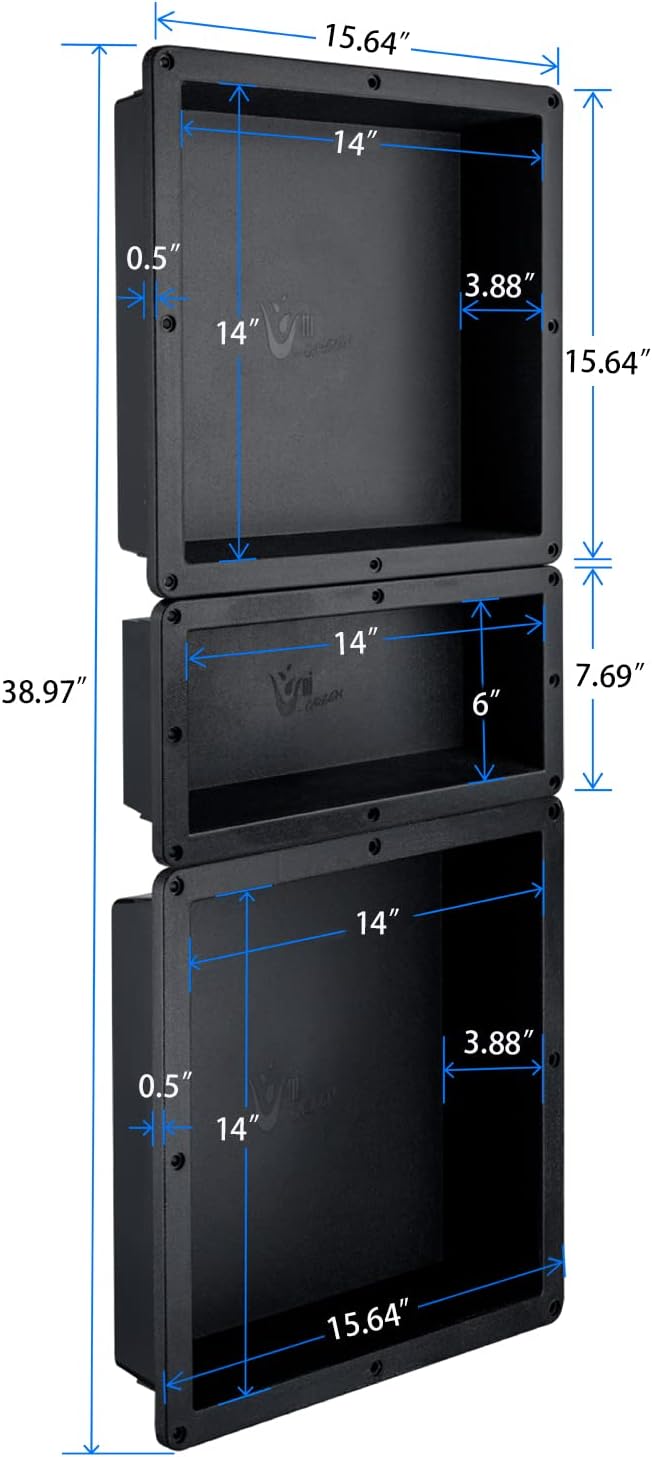 Shower Niche Recessed Shower Shelves, 16" x 40" ABS Plastic Bathroom Soap Niche Multiple Storage and Large Space, Best for Bath DIV