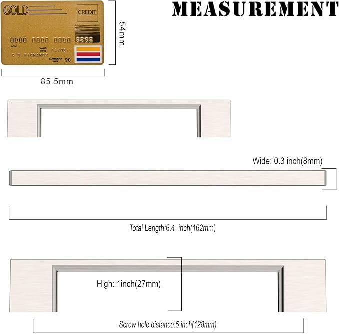 Amerdeco 30 Pack Satin Nickel Cabinet Pulls - 5 Inch Hole Centers Kitchen Handles for Cabinets and Cupboards - ZH0060