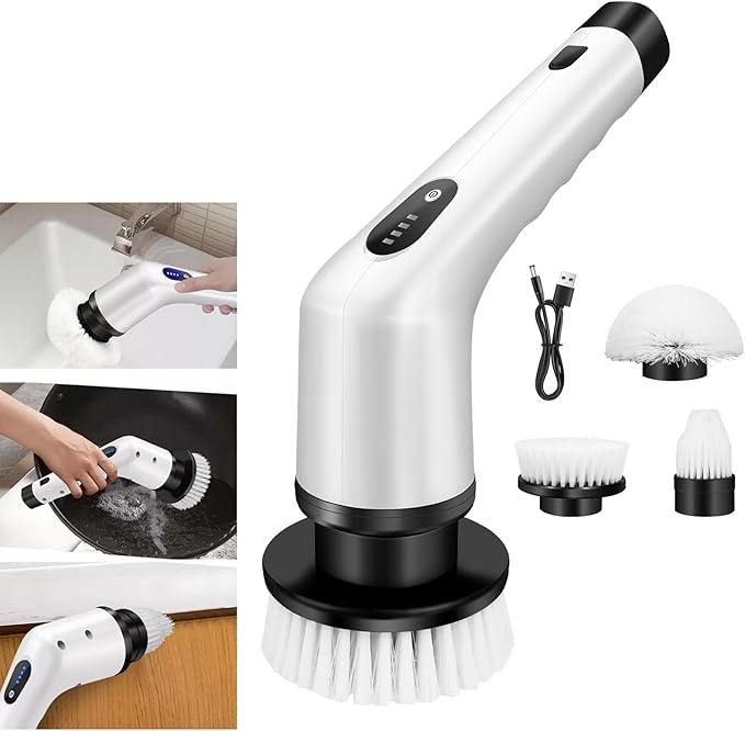 Electric Spin Scrubber, Cordless Cleaning Brush with 3 Replaceable Brush Heads, Bathroom and Floor Tile 360 Power Scrubber Dual Speed, Electric Shower Scrubber for Floor, Bathroom, Tub, Tile
