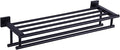 Bathroom Towel Shelf with Bar, Angle Simple Stainless Steel Bath Towel Rack, Double Towel Holder with Shelf, Wall Mount Train Rack Matte Black 23.62 Inches