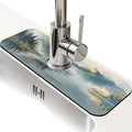 Kitchen Sink Splash Guard，Misty mountains,lake Faucet Mat Sink Gadgets-Super Absorbent Fast Drying Mat Drip Catcher for Kitchen, Bathroom,Sink Mat, Dish Drying Mat, Bathroom(15" X 5.5" )
