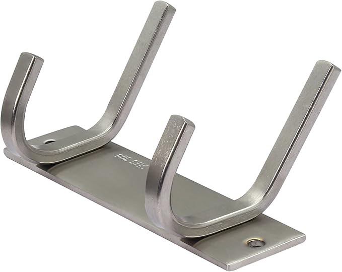 Set of 2, WEBI C-CBG022 Heavy Duty Stainless Steel 304 Hook Rail Coat Rack with 2 Hooks, Satin Finish, Great Home Storage & Organization for Bedroom, Bathroom, Foyers, Hallways