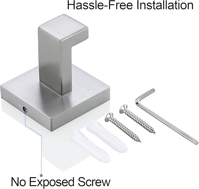 TQKAG Bathroom Towel Hook Coat Brushed Robe Clothes Bath Wall Hooks for Kitchen Garage,Stainless Steel Wall Mounted