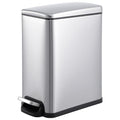 Garvee Small Bathroom Trash Can with Lid, 10 Liter / 2.6 Gallon Stainless Steel Garbage Can with Removable Inner Bucket & Step Pedal, Slim Metal Trash Bin for Toilet, Bedroom, Kitchen, Office, Silver