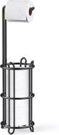 Meangood Freestanding Toilet Paper Holder Stand and Tissue Paper Roll Dispenser, Bathromm Storage Organization-Holds 4 Rolls -Metal Wire Black