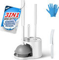 3 in 1 Toilet Brush and Plunger Set,Toilet Bowl Brush Plunger Set,Toilet Brush Plunger Combo,Cleaning Brush,Cleaning Supplies, Crevice Cleaning Brush, Bathroom Cleaning Tools, Pearl White