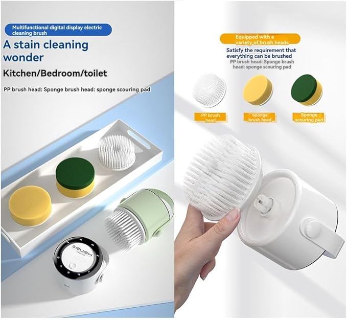 Wireless 5-In-1 Handheld Multifunctional Cleaning Brush for Kitchen and Bathroom, Electric Dishwasher Brush White