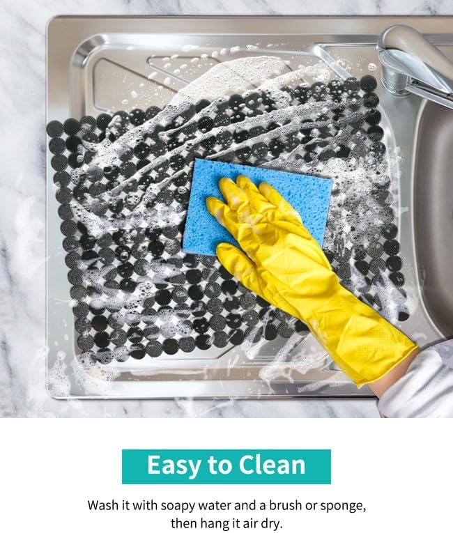 Bligli 2 Pack Sink Mat for Kitchen Sink: PVC Adjustable Sink Protector | Sink liner Pad | Dish Drying Mats, Easy to Clean & DIY Cut | 15.7 x 11.8 inch (Black)