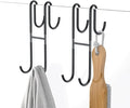 Over Shower Glass Door Hook, 2 Pack Black Stainless Steel Extended Shower Door Hooks, Bathroom Frameless Drilling-Free Hanger, Double Side Towel Hooks