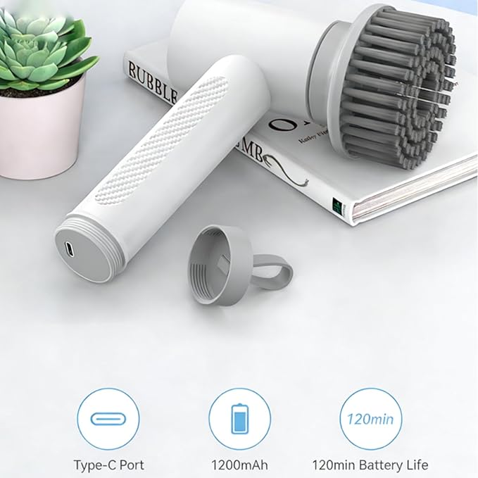 Rechargeable Electric Cleaning Brush with 4 Replacement Heads Portable Power Scrubber for Home Kitchen Bathroom Deep Cleaning