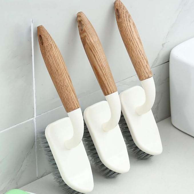 Hard Bristle Toilet Cleaning Brush with Wood Handle Bathroom Scrub Brush for Floor Tile and Grout Cleaning for Toilet and Bathtub Use