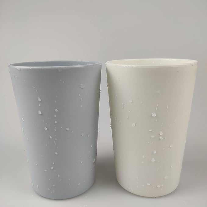 Simple Drinking Cup, Household Plastic Cup, Couple Toothbrush Holder, Large Capacity 300ml (10 oz) Mug (Blue & White)