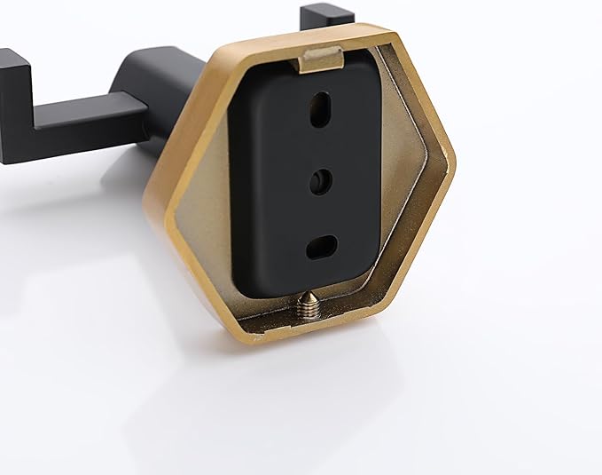 GERZWY Stainless Steel Coat/Robe Clothes Hook for Bath Kitchen, Bathroom Double Towel Hook Wall Mounted 2 Pack (Black & Gold)