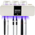 3 in 1 Toothbrush Cleaner Holders for Bathrooms,Wall Mounted Toothbrush Holders with Drying and Cleaning,Smart LED Screen,6 Toothbrush Slots,3 Cups and Toothpaste Dispenser (White)
