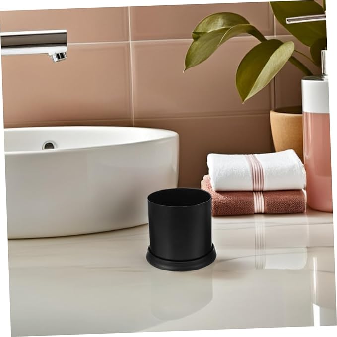 ERINGOGO 2pcs Toilet Brush Holder Black Round Plastic Design with Slip Base Bathroom Cleaning Accessories Easy to Maintain and Contemporary Look