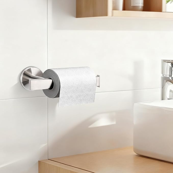 NearMoon Bath Square Toilet Paper Holder, Premium SUS304 Stainless Steel Rustproof Wall Mounted Toilet Roll Holder for Bathroom, Kitchen, Washroom (Brushed Nickel)