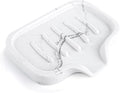 Self Draining Soap Dish- Bar Soap Holder for Shower, Marble Design Large Soap Savers Soap Tray Sponge Holder for Kitchen Bathroom Bathtub Sink, White