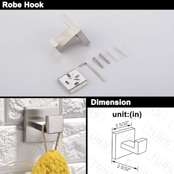 TURS 4 Pieces Bathroom Hardware Accessories Set Brushed Towel Holder Set,Wall Mounted,Premium Stainless Steel.Q7BRP4-40CM