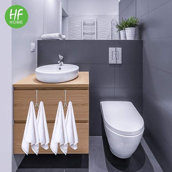 HFHOME 2Packs Over The Door Double Hanger Hooks, Metal Twin Hooks Organizer for Hanging Coats, Hats, Robes, Towels- Silver