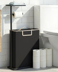 Toilet Paper Holder Free Standing with Storage for Up to 12 Rolls,Rustproof Metal Toilet Paper Stand with Shelf,All-in-One Toilet Tissue Roll Dispenser and Organizer with a Lidded Basket,Black