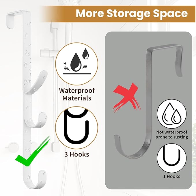 Over The Door Hooks Hanger,Over The Door Towel Hook Organizer Hanging for Coat Clothes Backpack hat Purse Metal Towel Rack Back of Shower for Bathroom,Dorm,Bedroom,Kitchen,Office Closet White-4Packs