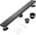 48 Inch Linear Shower Drain, Matte Black Shower Drain, Removable Grate, 304 Stainless Steel, Easy to Install and Clean for Bathrooms (Drain Base Not Included), LSD-51A-48B