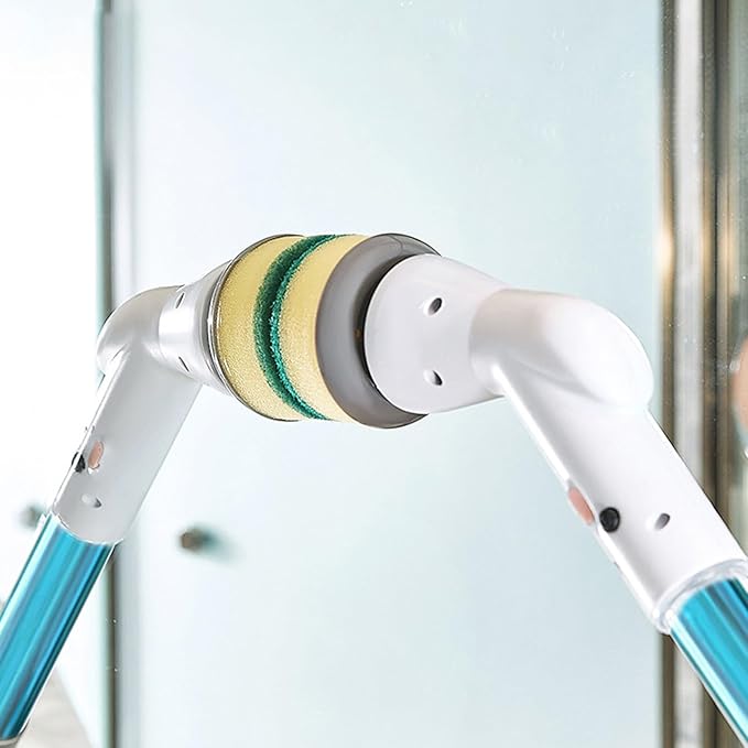 Cordless Electric Spin Scrubber, Power Cleaning Brush with Long Handle, Waterproof Rotating Toilet Brush with 6 Replaceable Heads for Bathroom Tile Grout Bathtub and Floor