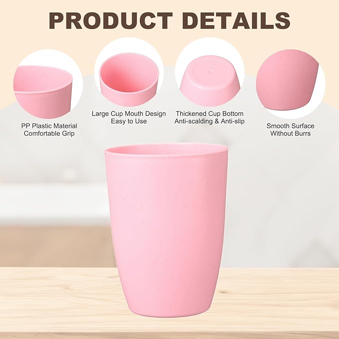 uxcell 2 Pcs Simple Toothbrush Cup, 3 x 3 x 4.1 Inch Bathroom Tumbler Reusable Plastic Cup Set for Storing Toothpaste Toothbrushes Combs Water Beverages, Light Pink