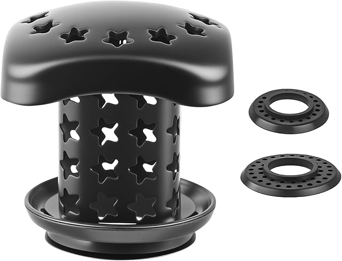 Bathtub Drain Hair Catcher Push Stopper,Stainless Steel Tub Drain Protector,Suitable for US Standard 1in-1.5in Diameter of Drain Hole (Matte Black)