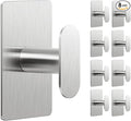 pickpiff Adhesive Towel Hooks for Bathroom: 20LB Extra Strong Wall Hanger for Shower Kitchen RV Dorm Apartment, Silver 8 Pack