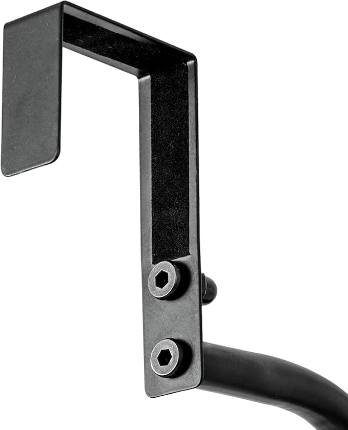 MyGift Black 4 Rung Metal Ladder Over The Door Towel Rack - Bathroom Towel Holder, Over Shower Door Drying Rack for Towels & Blankets