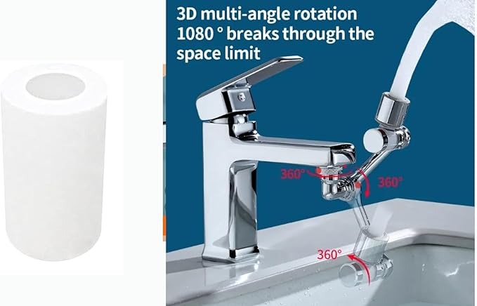 Water Filter & 8 Free Filters – 1080° Rotating Faucet Extender to FILTRATION WATER– Copper Swivel Aerator with 2 Modes Kitchen/Bathroom Sink by K Trends