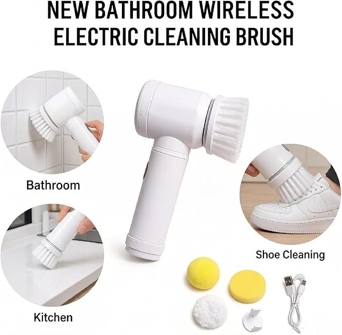 Wireless Electric Cleaning Brush Set, Rechargeable Multi-Purpose Scrubber for Bathroom Kitchen, Household Dish Brush, Tile Brush, Shoe Brush