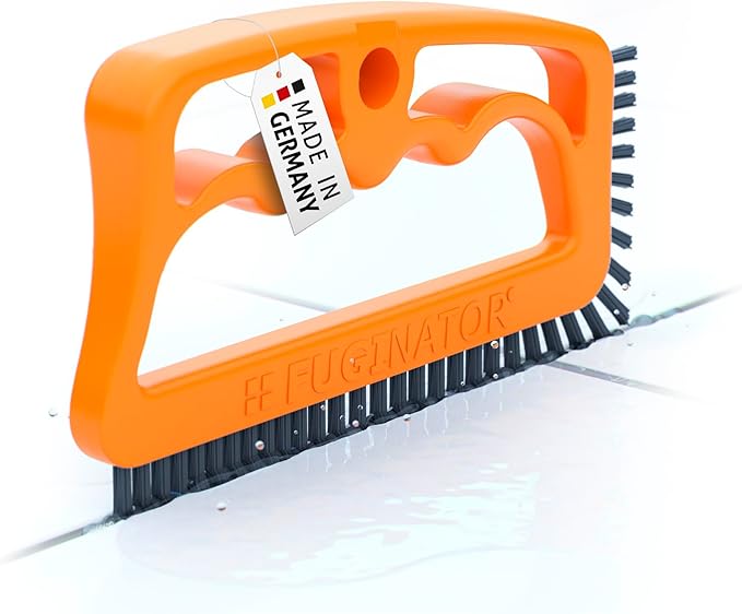 Fuginator Scrub Brush for Tile and Grout: Stiff Nylon Bristle Scrubbing Brush - Bathtub and Shower Scrubber for Floor Joints and Tile Seams - Cleaning Brush (Orange/Gray)