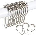 12-60pcs Rust Resistant Stainless Steel Rolling Shower Curtain Hooks/Rings/Hangers - Gold Shower Rod Hooks, Easy Sliding Shower Curtain Holders, Black Shower Curtain Rings (12, Chrome)