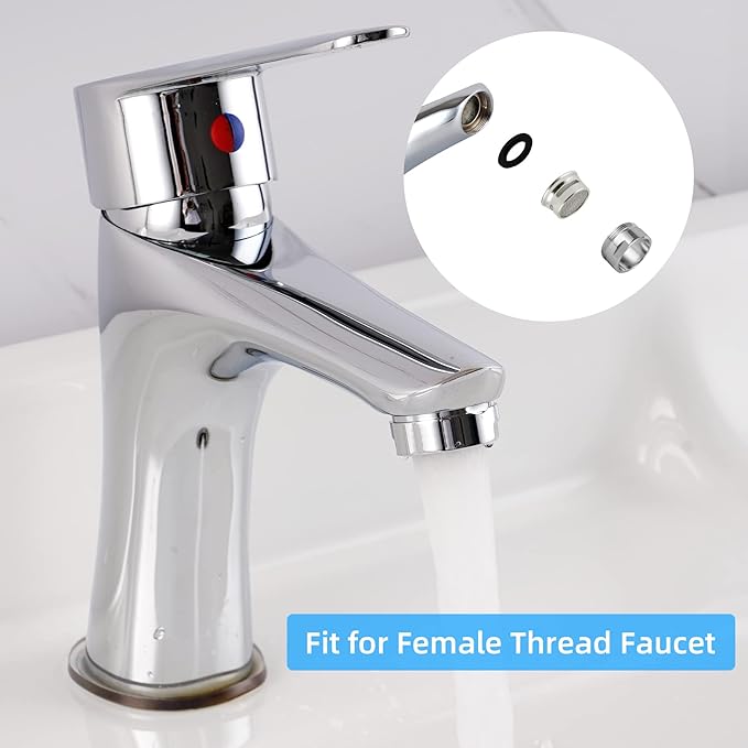 iFealClear 4 Pack Stainless Steel Faucet Aerator, Kitchen Sink Faucet Aerator Adapter with Brass Shell, 15/16 Inch/24 mm Male Thread Water-conserving Filter with Gasket for Bathroom, Chrome