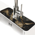 Kitchen Sink Splash Guard，Black and metallic gold marble Faucet Mat Sink Gadgets-Super Absorbent Fast Drying Mat Drip Catcher for Kitchen, Bathroom,Sink Mat, Dish Drying Mat, Bathroom(15" X 5.5" )
