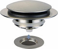 Brushed Bathtub Drain Stopper,Universal Pop Up Bath Drain, Hidrop Tip Toe Tub Drain Stopper,Conversion Kit Assembly, Replaces Lift and Turn,Tip-Toe and Trip Lever drains for Tub, EZ Install(Brushed)