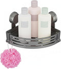 Suction Cup Corner Shower Caddy - Rust Proof Bathroom Shelf - No Drill Removable Storage Rack with Hooks for Suite Dorm, RV & Tile Walls (Gunmetal Grey, 2PCS)