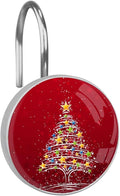 Christmas Tree Shower Curtain Hooks 12 Pcs, Rust Proof Glass Surface Stainless Steel Curtain Rings for Bathroom Bedroom Living Room Kitchen Home Shower Rods Decor