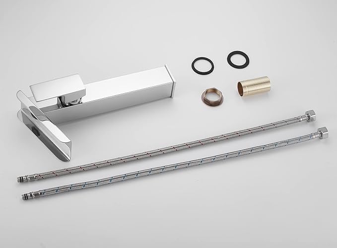 Bathroom Vessel Sink Faucet Chrome Waterfall Single Handle One Hole Bathroom Faucets Tall Brass Vanity Lavatory Bowl Sink Modern Commercial Basin Mix Tap Deck Mount Water Supply Hose