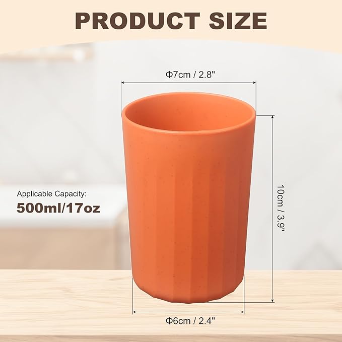 uxcell 1 Pcs Simple Toothbrush Cup, 2.8 x 2.8 x 3.9 Inch Bathroom Tumbler Reusable Plastic Cup Set for Storing Toothpaste Toothbrushes Combs Water Beverages, Orange