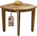 EcoDecors SnazzyCorner Waterproof Teak Wood Shower Bench Stool Seat Chair For Inside Shower Provides Safety, Storage, and Organization For Bathroom Accessories