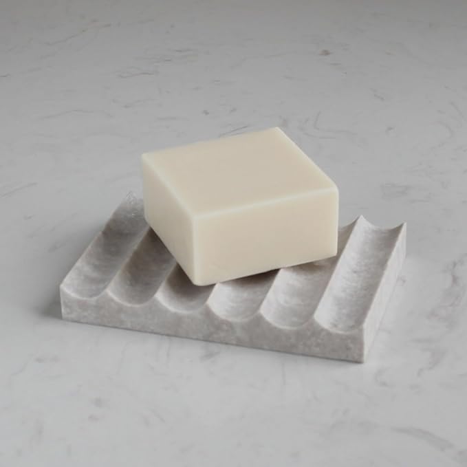 Luxury Travertine Soap Dish, Rectangle Soap Holder, Jewelry Ring Dish, Sponge Holder for Bathroom Kitchen -Grey