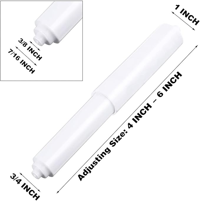 Shappy 4 Pcs Universal Toilet Paper Holder Replacement Rod Spring Loaded Plastic Retractable Paper Replacement Rod Toilet Tissue Roll Holder Insert for Bathroom Home Fixture Accessories(White)