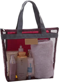 Mesh Shower Caddy Bag, Quick Dry Portable Tote Bag with Zipper and Inner Pocket, Lightweight Bath Organizer for College Dorm Bathroom, Swimming, Gym, Beach, Travel (Red)
