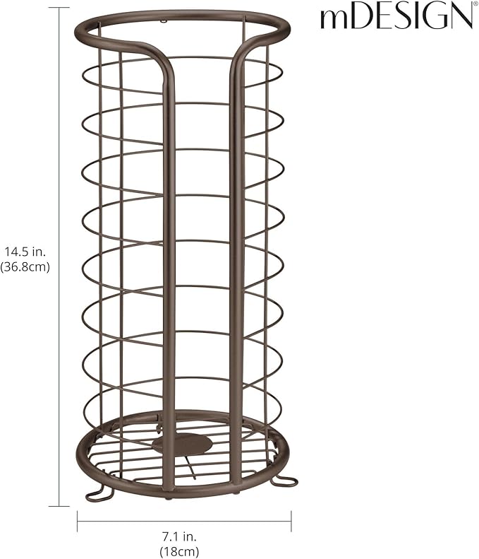 mDesign Metal Toilet Paper Holder Stand - Storage Reserve for 3 Rolls of Toilet Tissue - Freestanding Toilet Paper Holder - Stylish Bathroom Floor Toilet Paper Stand - Omni Collection - Bronze